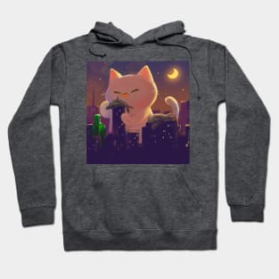 Cat Godzilla City Night Hoodie